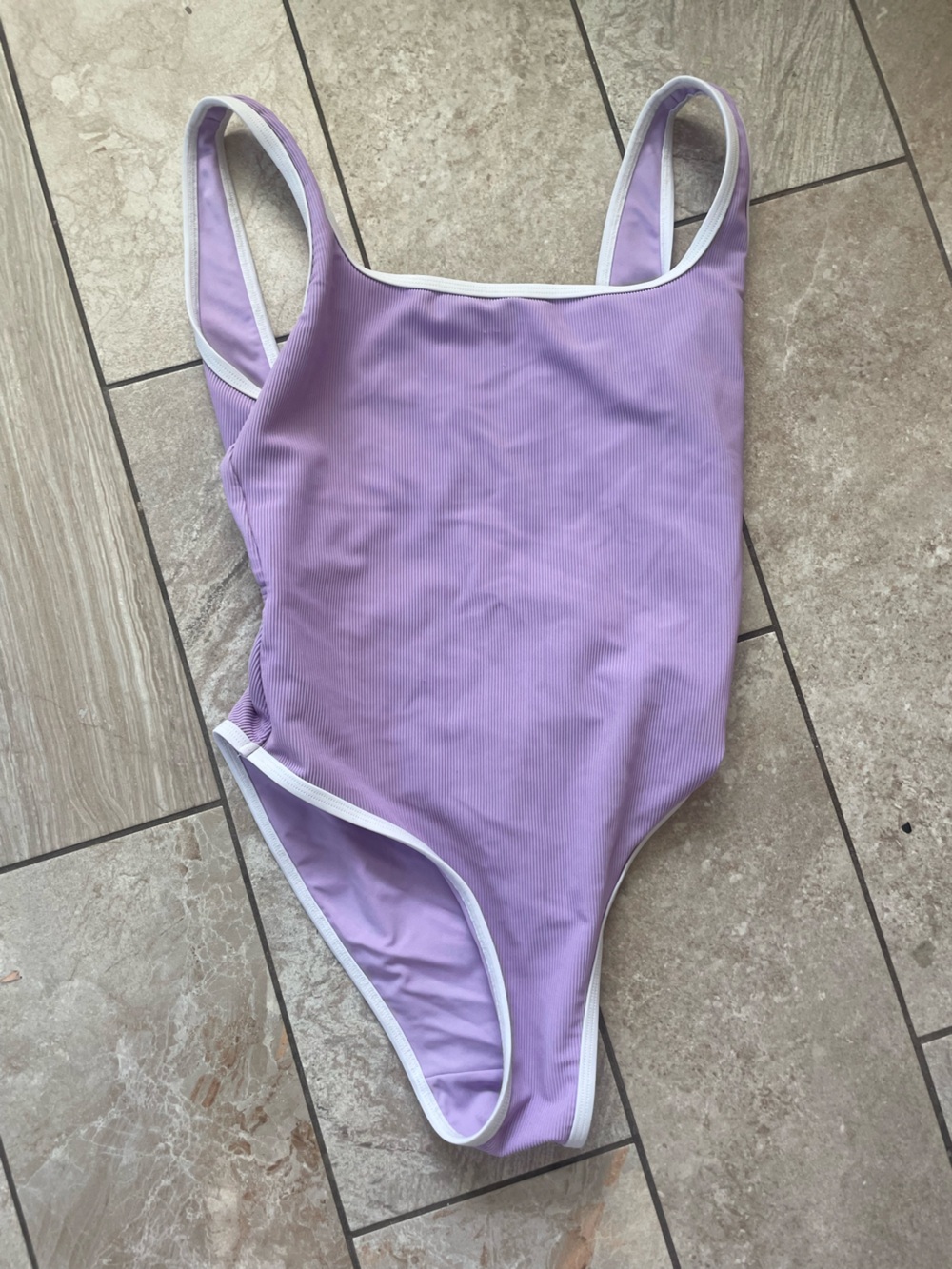 LainSnow Lilac Rib-Trim One-Piece Swimsuit
